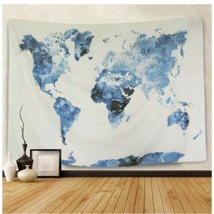 Tapestry 🌻🌻 — Blue Watercolor World Map